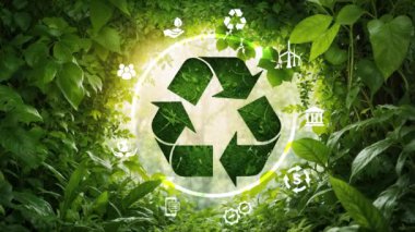 Gelecekteki iş büyümesi ve çevresel sürdürülebilirlik için dairesel ekonomi kavramı ve gelecekteki iş ve çevre büyümeleri için kirliliği azaltmak. Yenilenebilir kaynaklar..