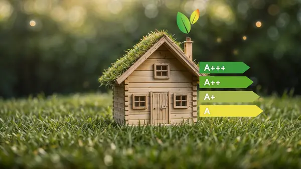 Enerji Verimliliği Dereceli Çevre dostu Ev Sürdürülebilir Yaşam ve Yeşil Mimarlık Konsepti