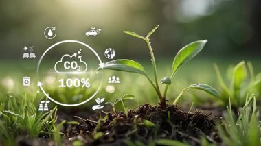 CO2 nötralitesi. Sıfır karbon konsepti. - Sürdürülebilir Büyüme ve Yeşil Enerji.