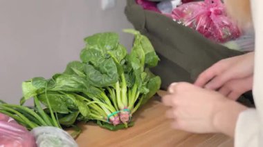 Plastik Paketli Sağlıklı Yiyecekler. Yeşil Sebzeler..