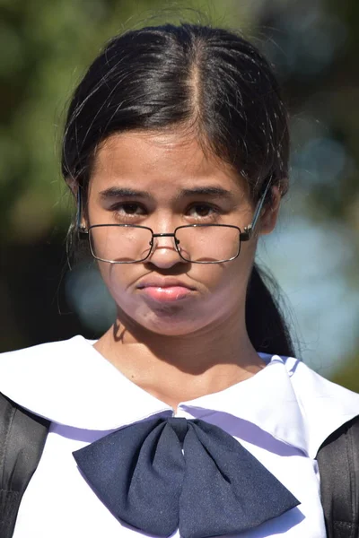 Beautiful Minority Girl Sadness Glasses — Stock Photo, Image