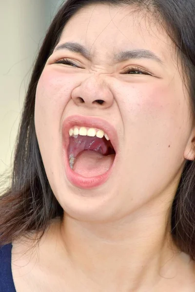 Eine Asiatische Frau Und Angst — Stockfoto