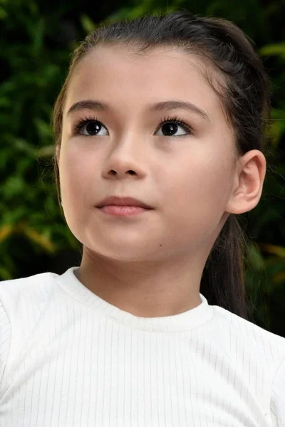 Gros Plan Une Jolie Asiatique Fille Enfant — Photo