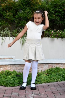 Genç Asyalı Çocuklar Dans Ediyor Parkta Duran Etek Giyiyorlar