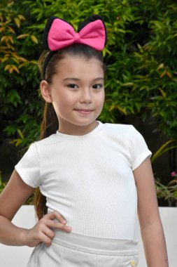 Güzel Filipinli Kadın Pembe Kravat Giyen Yakın Çekim