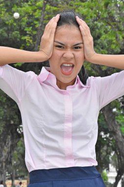 A Stressed Beautiful Diverse Person Outdoors