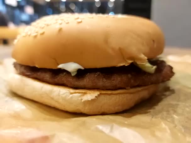 Hamburger Sandwich Zoom — Stock Video