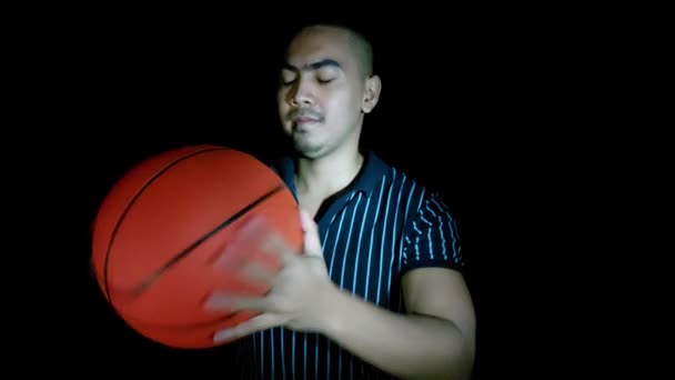Asian Adult Male Basketball Isolated — Stock Video