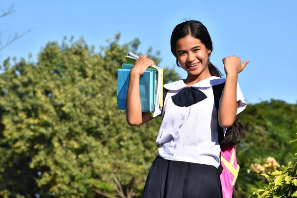 stock image Successful Diverse Student Teenager School Girl With Books