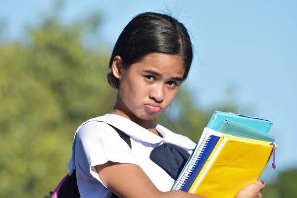 Diák Tizenéves Iskolás Lány Szomorúság — Stock Fotó