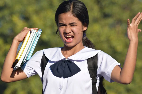 Ein Stressful Youthful Filipina Schulmädchen — Stockfoto