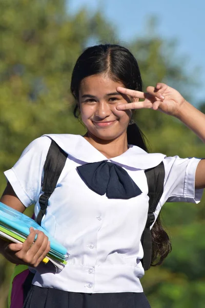 女の子の学生と幸せを着て制服 — ストック写真