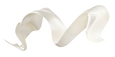 İnci pileli kumaş rüzgarda uçuyor. Beyaz arka planda izole edilmiş. 3D.