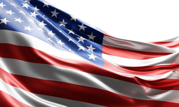 在白色背景下孤立的美国或美国国旗3D渲染 — 图库照片#
