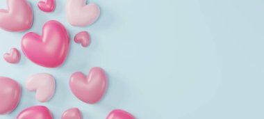 Valentines day concept design of hearts background with copy space 3d render