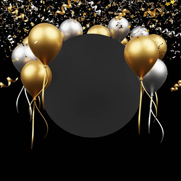 Black Friday Sale Concept Design Blank Black Paper Luxury Balloons — 스톡 사진