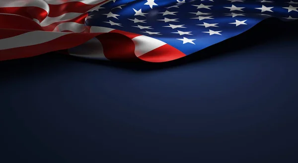 Bandera Estados Unidos Estadounidense Sobre Fondo Azul Render — Foto de Stock