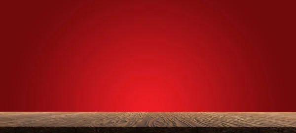 Порожня Деревина Червоному Тлі Рендерингу — стокове фото