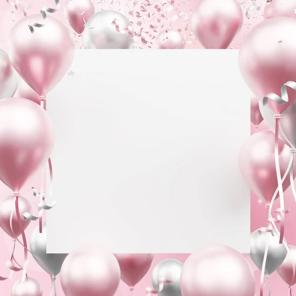 Livro Branco Branco Balões Luxo Com Papel Alumínio Confete Caindo — Fotografia de Stock