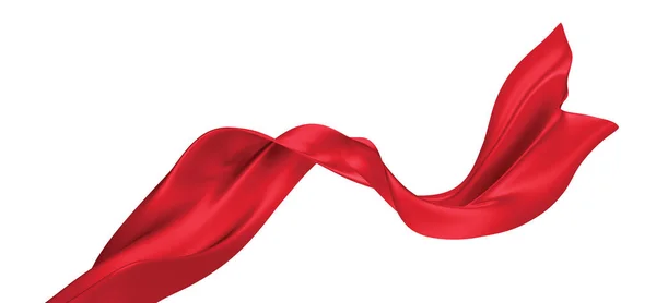 Красная Роскошная Ткань Лента Изолированы Белом Фоне Рендеринга — стоковое фото