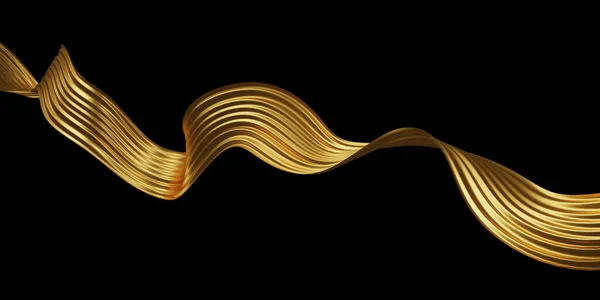 Abstract Golden Luxury Wave Black Background Copy Space Render — Stock Photo, Image