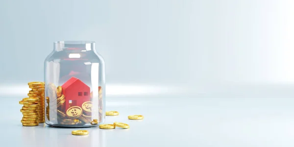 Ersparnis Geld Für Den Kauf Home Concept Design Von Hausmodell — Stockfoto