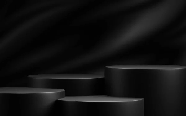 Fekete Péntek Koncepció Design Üres Pódium Fekete Szövet Háttér Render — Stock Fotó
