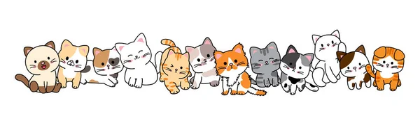 Set Cats White Background Vector Illustration — Stock Vector
