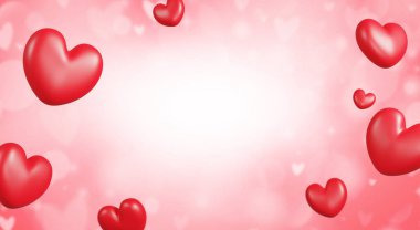 3D kopyalama alanı olan kalplerin Sevgililer Günü afişi tasarımı