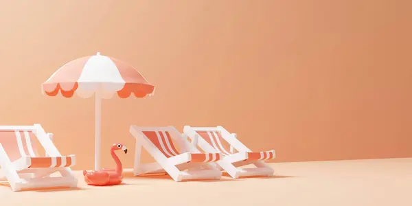 Nyári Banner Koncepció Design Felfújható Flamingó Render — Stock Fotó