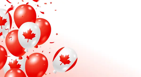 Canada Dag Banner Ontwerp Van Ballonnen Witte Achtergrond Met Kopieerruimte — Stockvector