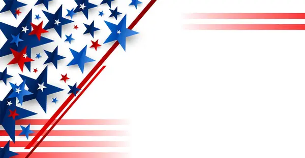 7月4日美国独立日白底星条旗设计及复制空间矢量图解 — 图库矢量图片#