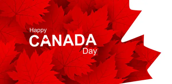 Kanada Tag Juli Banner Design Von Ahornblättern Auf Weißem Hintergrund — Stockvektor