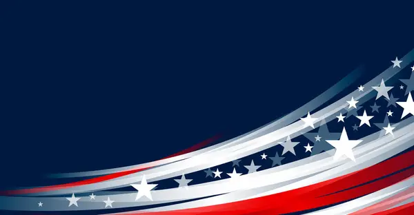 7月4日美国独立日星条旗设计与蓝色背景线条曲线及复制空间矢量图解 — 图库矢量图片#
