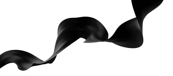 Black Fabric Flying Wind Isolated White Background Render — Stock Photo, Image