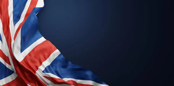 United Kingdom Flag Blue Background Copy Space Render — Stock Photo, Image