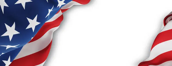 Usa American Flag White Background Render — Stock Photo, Image