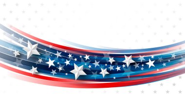 4 Temmuz ABD bağımsızlık günü afiş tasarımı ve mavi zemin üzerinde çizgi eğrisi fotokopi alanı çizimi