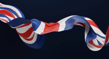 Mavi arkaplanda Birleşik Krallık bayrağı 3B oluşturma