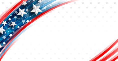 4 Temmuz ABD bağımsızlık günü afiş tasarımı ve mavi zemin üzerinde çizgi eğrisi fotokopi alanı çizimi