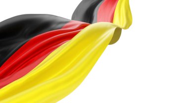 Almanya bayrağı beyaz arkaplanda izole edilmiş 3D görüntüleme