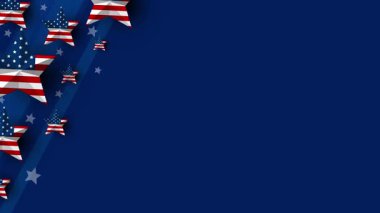 Mavi zemin üzerinde 4k kopya alanı olan bir yıldızın ABD afiş tasarımı