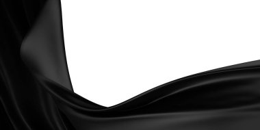 Siyah kumaş, beyaz arkaplanda 3B kopyalama alanı ile izole edildi