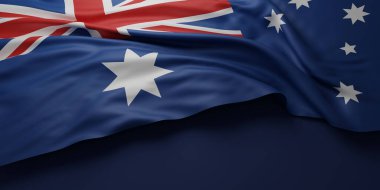 Avustralya bayrağı koyu mavi arkaplanda 3B kopyalama alanı oluşturur
