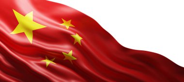 Çin bayrağı, 3B kopyalama alanı olan beyaz arkaplanda izole edildi