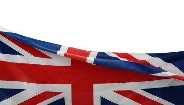 Birleşik Krallık ya da İngiltere bayrağı, 3B kopyalama alanı ile beyaz arkaplanda izole edildi