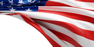 3B kopyalama alanı olan beyaz arkaplan üzerinde ABD veya Amerikan bayrağı tasarımı