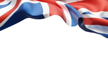 Beyaz zemin üzerinde 3B kopyalama alanı olan Birleşik Krallık ya da İngiltere bayrağı