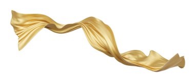 Beyaz zemin üzerinde izole edilmiş lüks altın kumaş 3D görüntüleme