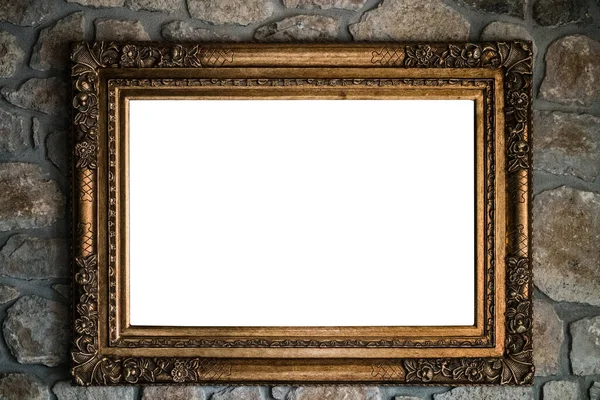 Empty vintage wooden frame or mirror. Clipping paths included